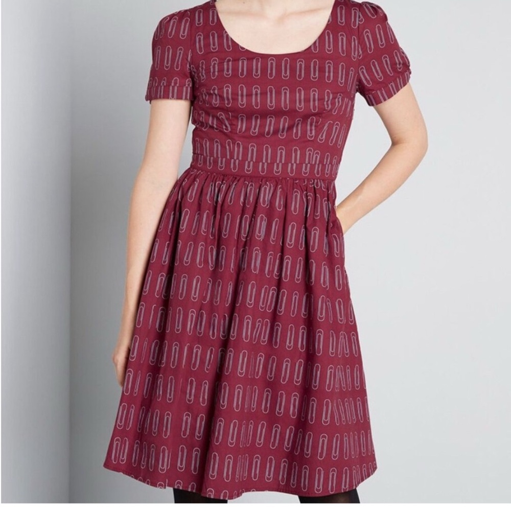 Modcloth Burgundy paperclip Midi Dress